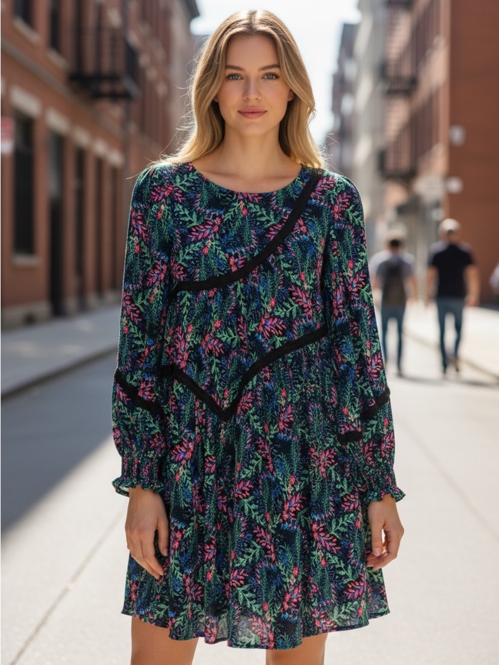 NWT Hale Bob Floral Print Long Sleeve Dress XS – Vibrant Boho Viscose